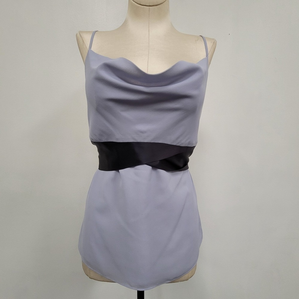 Kenneth Cole Womens Y2K Cowl Neck Tie‎ Back Tank Top Size 8 Blue Crisscross
